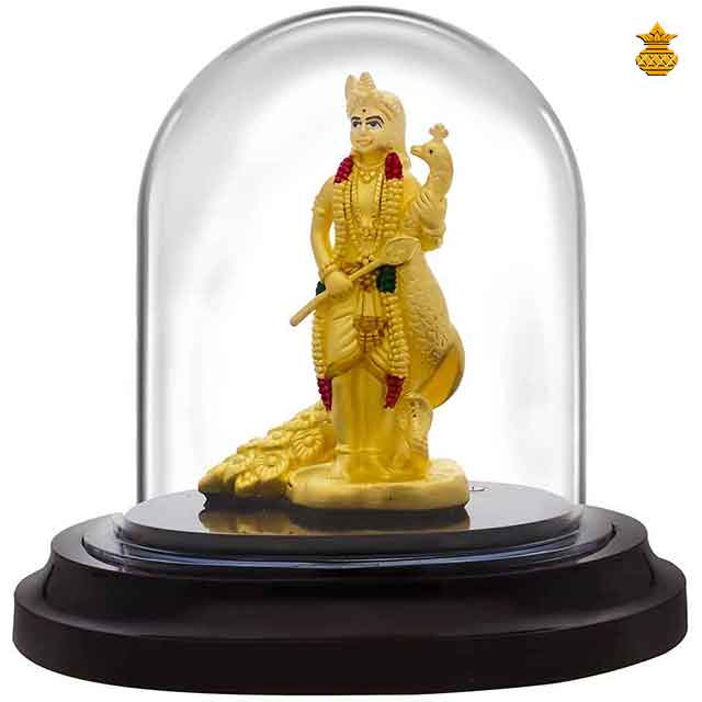 Silver Murugan Idol with Gold Plated