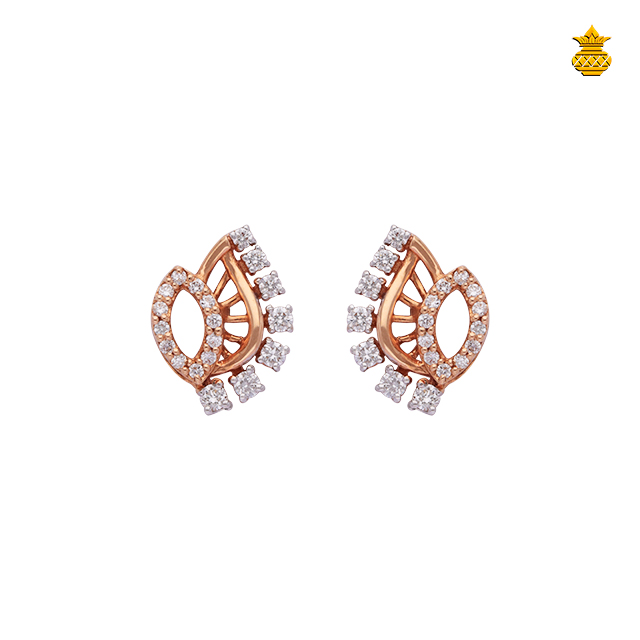 Fancy 18K Rose Gold Diamond Stud