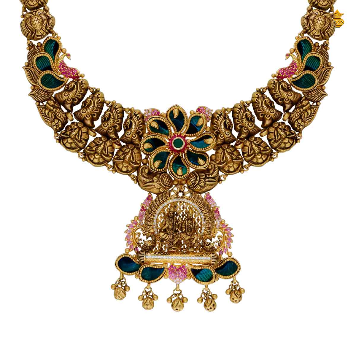 Antique Necklace With Real Peacock Feather Design
